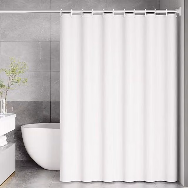 Cortina de ducha LIIYIELA de PEVA impermeable y antimoho en color blanco, An/P/Al: 180 x 200 cm