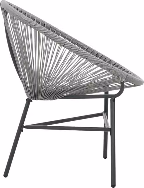 Silla redonda de ratán y metal SYFAX en color gris para jardín y terraza