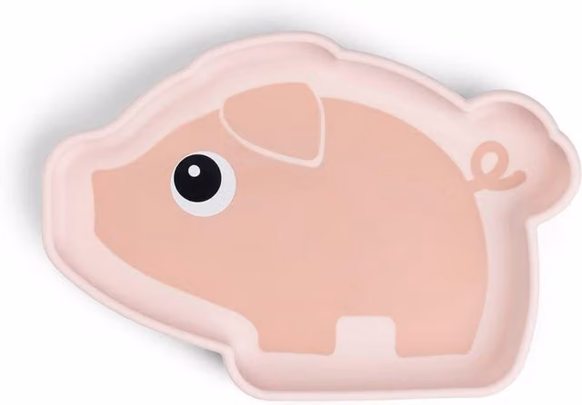 Plato de silicona con ventosa Tiny Farm de Done by Deer en color rosa