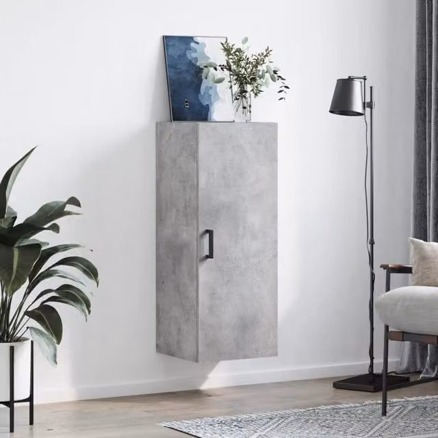 Armario de pared moderno SYFAX en gris mate con puertas batientes, An/P/Al: 34,5 x 34 x 90 cm