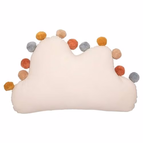 Cojín decorativo de nube con pompones Atmosphera en blanco y multicolor, An/Al: 30 x 50 cm
