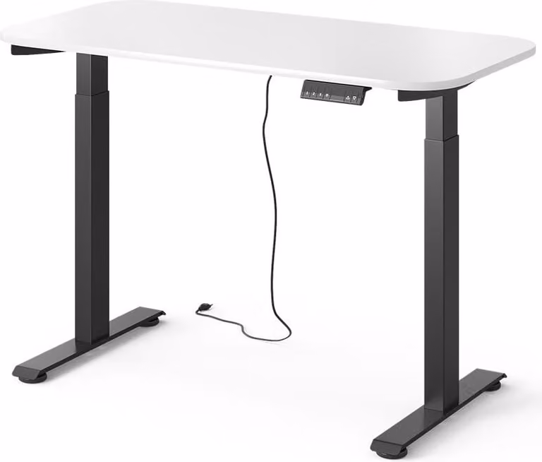 Escritorio regulable en altura Vicco Elevate con motor eléctrico, Blanco y Negro, An: 120 cm, P: 60 cm