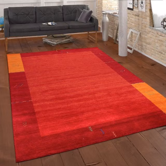 Alfombra Gabbeh Majestic multicolor naranja de lana hecha a mano An/P/Al: 200 x 300 cm