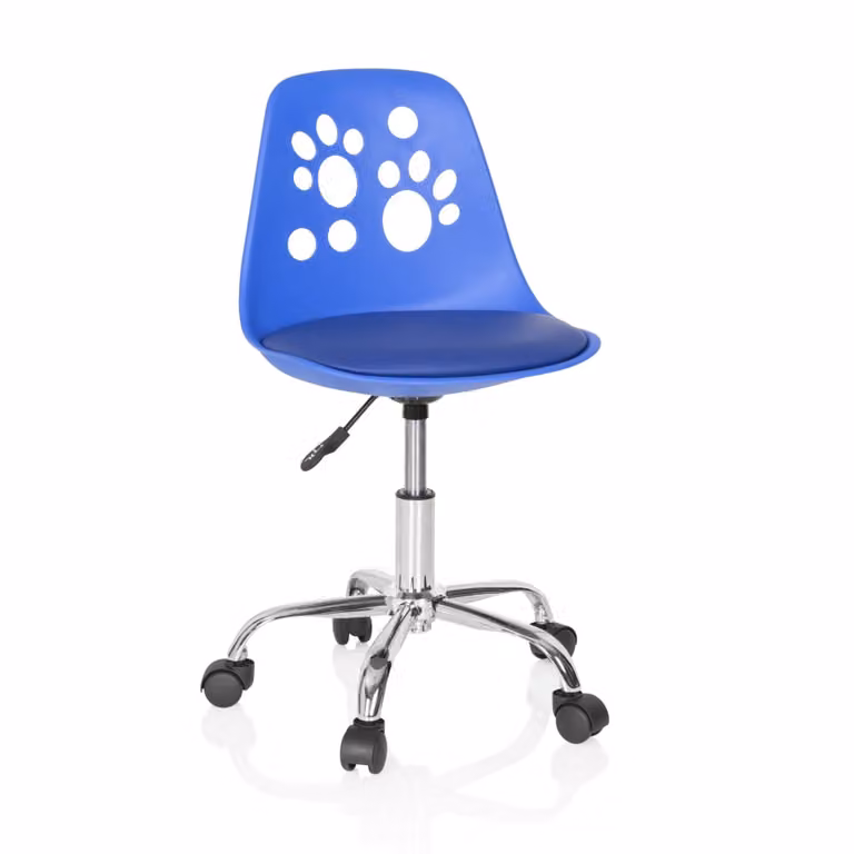 Silla giratoria para niños hjh OFFICE en piel sintética azul con ruedas