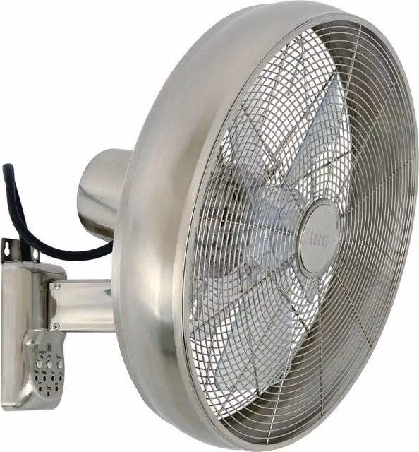 Ventilador de pared Lucci Air Breeze Wall en acero inoxidable con telecomando, oscilación y temporizador, color negro y plata