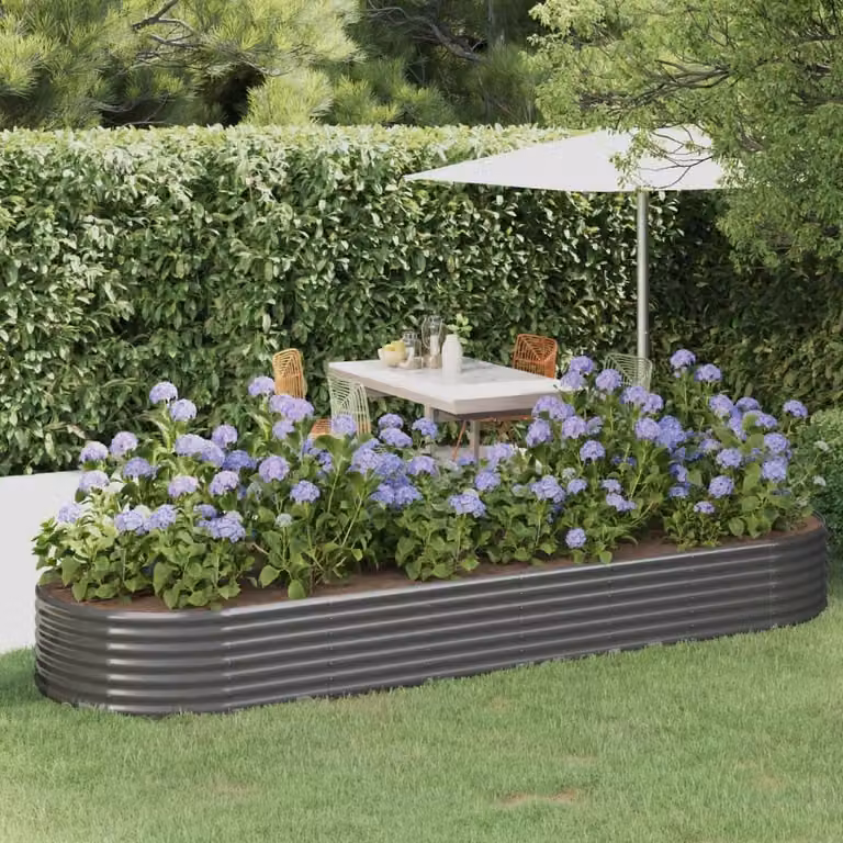 Jardinera arriate Syfax de acero galvanizado gris An/P/Al: 322 x 100 x 36 cm