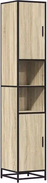 Armario de baño moderno Helloshop26 de madera roble Sonoma con gran capacidad de almacenamiento, An/P/Al: 35 x 37,5 x 188,5 cm