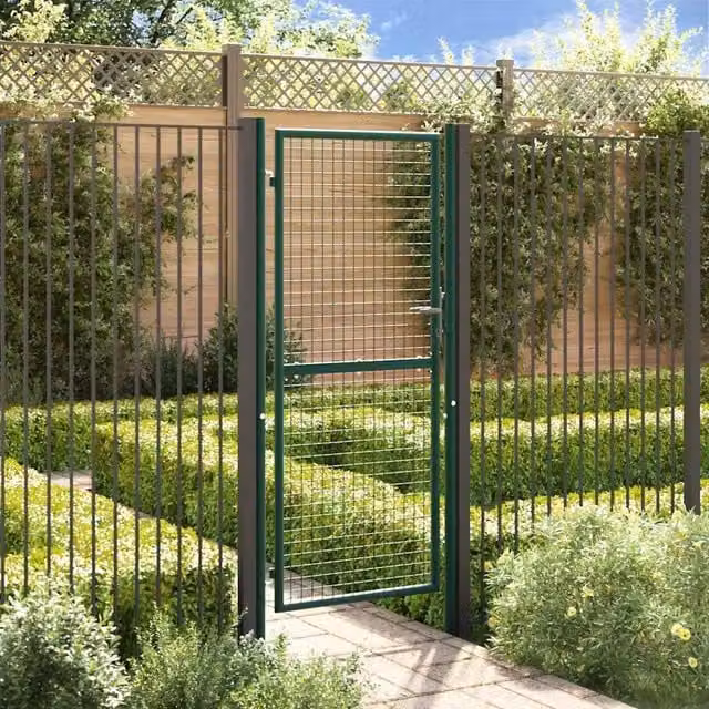 Puerta de valla de acero de una hoja vidaxl verde An/Al: 100 x 200 cm