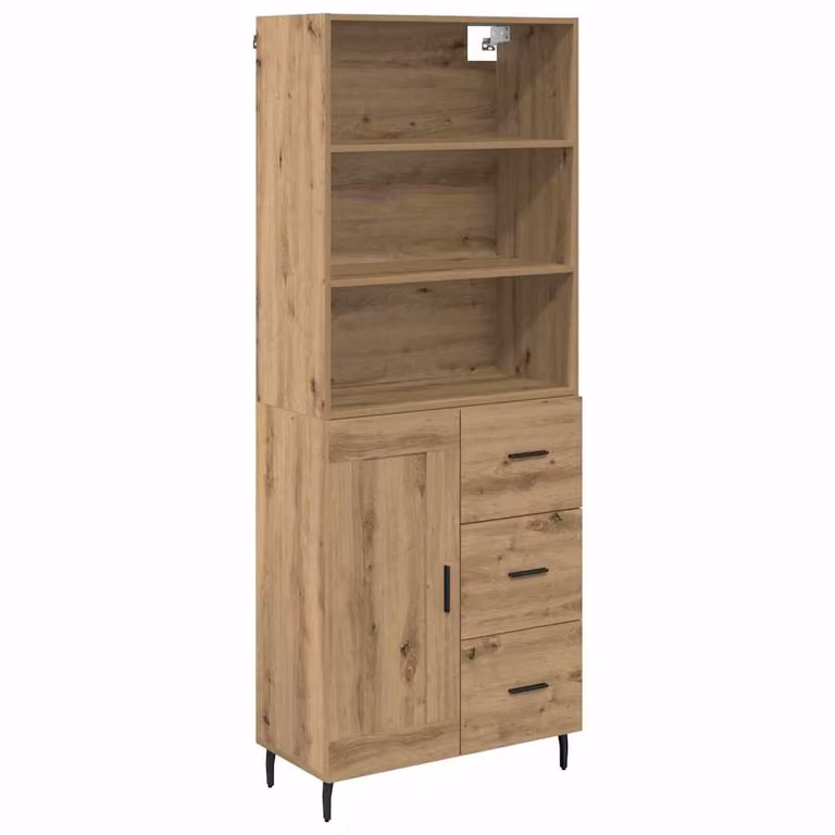 Set de 2 aparadores altos modernos vidaXL en color roble artisan, An/P/Al: 69,5 x 32,5 x 180 cm