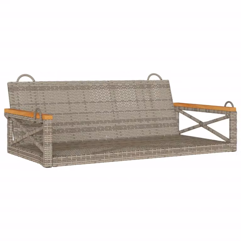 vidaXL Banco columpio de ratán sintético gris con cojines An/P/Al: 109 x 62 x 40 cm