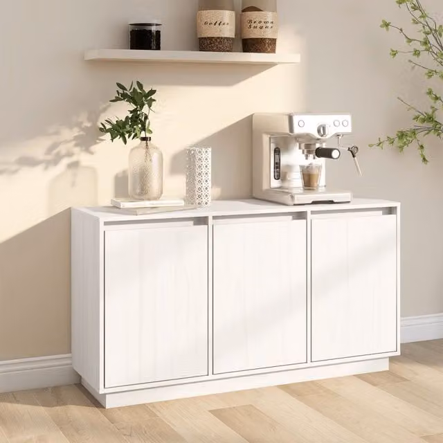Aparador moderno de madera de pino maciza vidaXL en color blanco An/P/Al: 111 x 34 x 60 cm