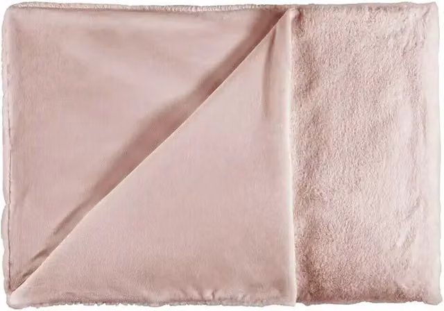 Manta para sofá Happy de Lalee, reversible y suave en color rosa, An/P: 150 x 200 cm
