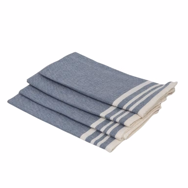 Set de 4 servilletas de algodón MAHDIA con diseño de rayas en color azul, An/An: 45 x 45 cm