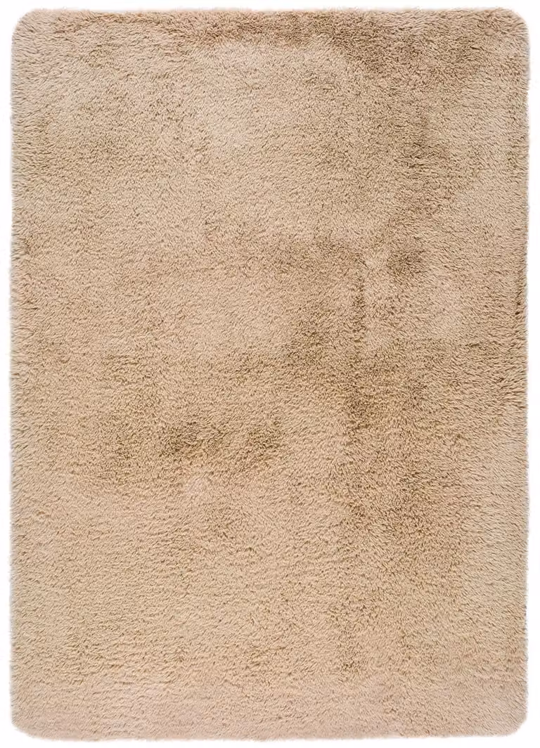 Alfombra Shaggy Atticgo de Poliéster Beige con Base Antideslizante An/P: 140 x 200 cm