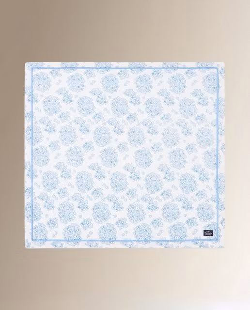 Servilleta de algodón orgánico Lexington con diseño floral en azul