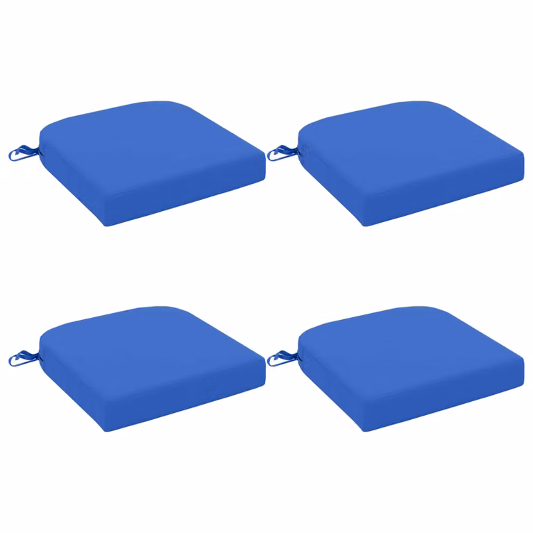 Set de 4 cojines de asiento vidaXL SOEST en azul, fabricados en 100% poliéster con relleno de espuma y fundas lavables y resistentes a los rayos UV