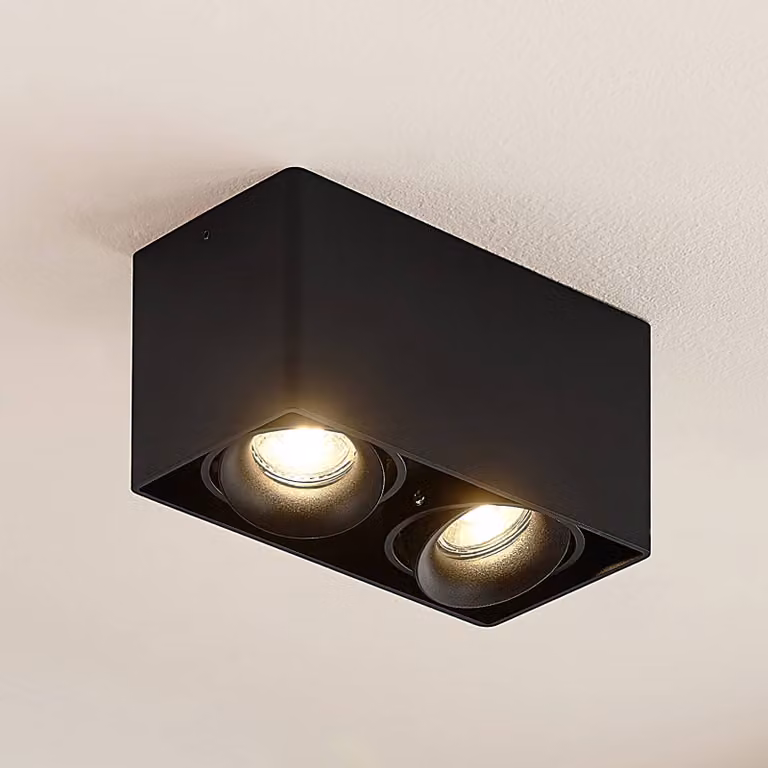 Lámpara de techo Arcchio de aluminio negro, atenuable y de diseño moderno para pasillos