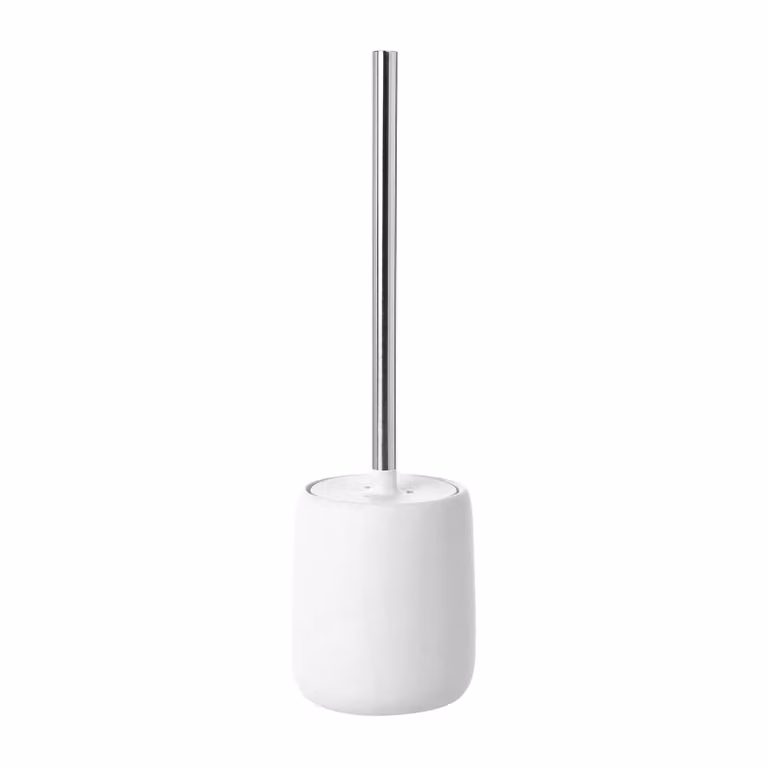 Portaescobillas de baño Blomus Sono con escobilla de cerámica en color blanco