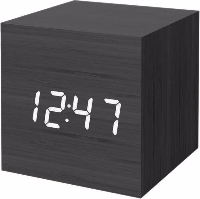 Reloj Despertador Digital TUSERXLN de Madera con Luz LED, Pantalla de Hora, Fecha y Temperatura para Escritorio en Blanco o Negro