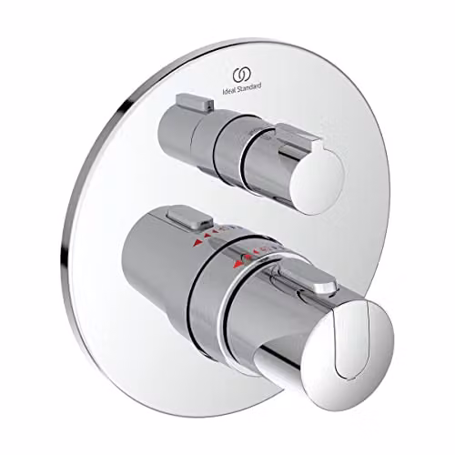 Mezclador termostático de ducha empotrado Ideal Standard Ceratherm T100 con monomando y ahorro de agua, acabado cromado