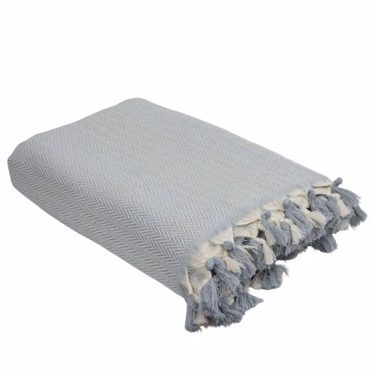 Manta plaid de algodón Megeve con diseño geométrico en color gris, An/P: 130 x 170 cm
