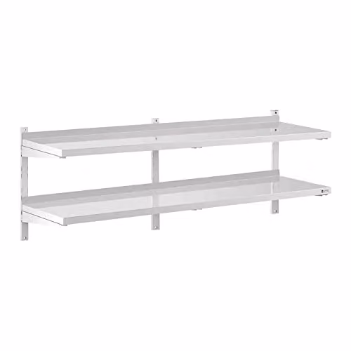 Estante de pared metálico Royal Catering para cocina con 2 baldas, capacidad de 40 kg, An/Al: 40 x 180 cm
