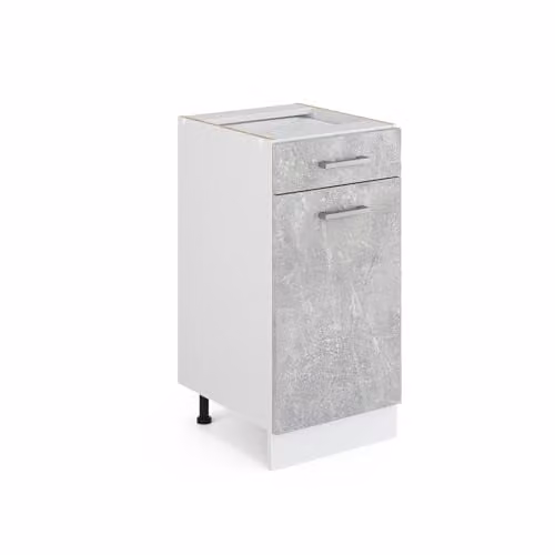 Mueble bajo universal Vicco R-Line color hormigón con cajón y puertas, An: 40 cm, Al: 81,6 cm, P: 46 cm