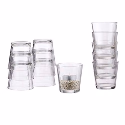 Pack de 36 Vasos de Cristal para Velas Tealight de Relaxdays, Color Transparente, Diámetro: 7,5 cm