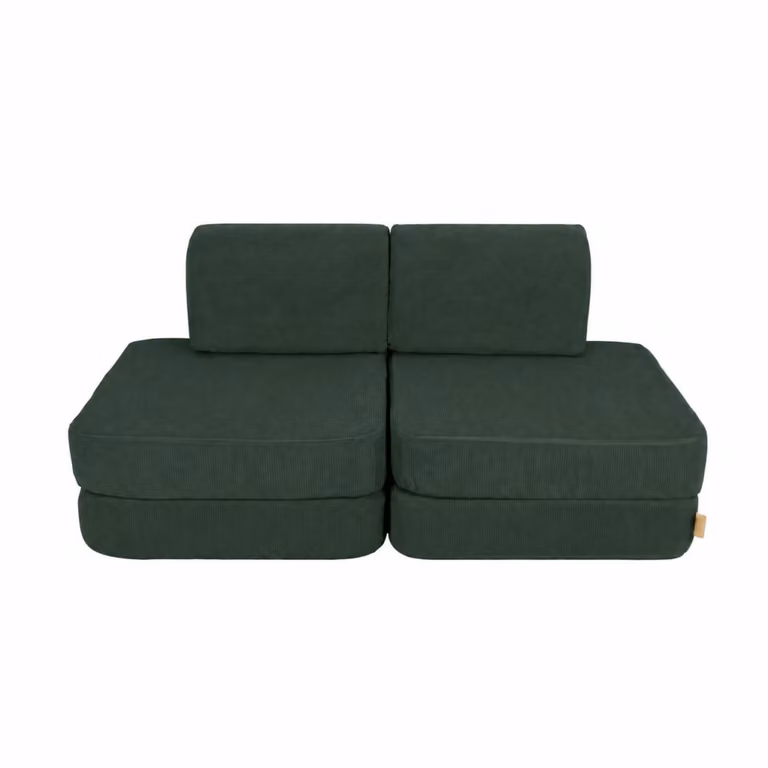 Sofá infantil MeowBaby de 4 módulos en pana fina color verde bosque, Ancho: 120 cm