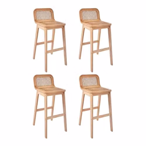 Juego de sillas de isla y bar Sana de Mob-In en roble con asiento de caña en color marrón y beige
