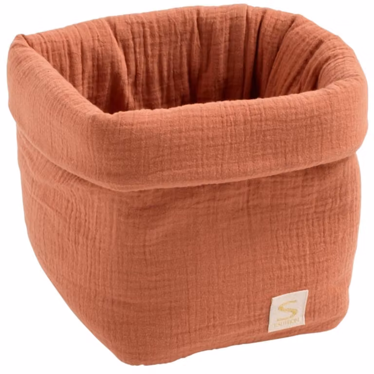 Cesta doble de almacenamiento de gasa de algodón Sauthon para niños en colores naranja y rojo