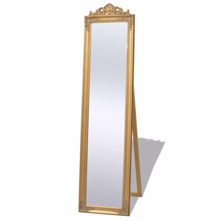 Espejo de pie clásico estilo barroco Maison Chic de madera en color dorado, An/P: 160 x 40 cm