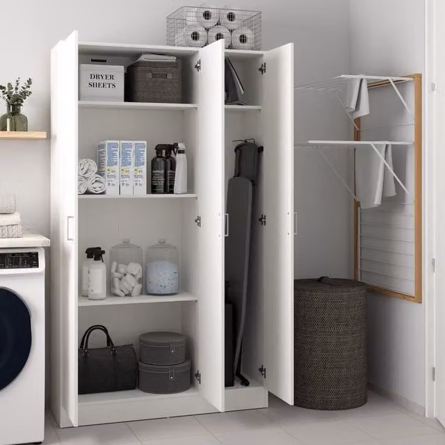 Armario multiusos DMORA blanco para limpieza y hogar An/P/Al: 109 x 37 x 180 cm