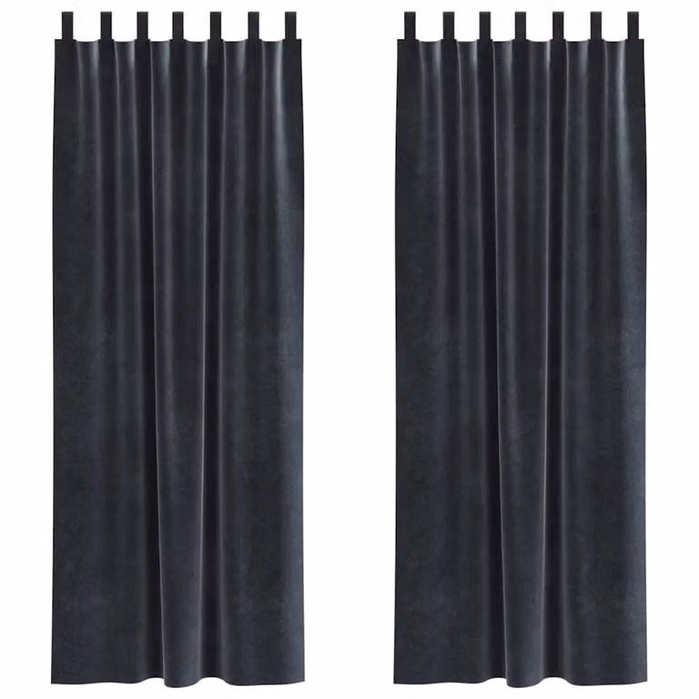 Set de 2 cortinas de terciopelo vidaXL en gris con efecto blackout, An/Al: 140 x 245 cm