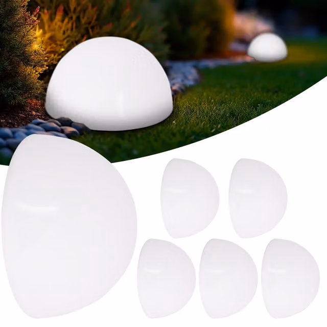 Juego de 6 lámparas solares LED semicirculares Monzana de color blanco para jardín y terraza