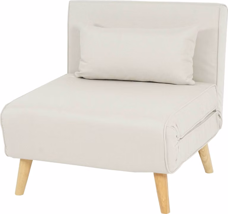 Sillón reclinable y sofá cama Mendler HWC-D35 tapizado en tela color beige
