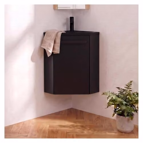 Mueble de esquina para colgar Skino de Mob-In para baño en color blanco o negro