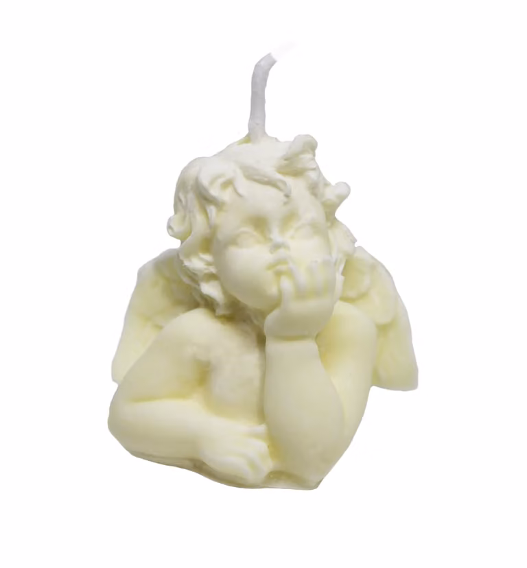 Lote de 6 velas decorativas de ángel Un Jour Un Désert en color amarillo de cera orgánica para mesa