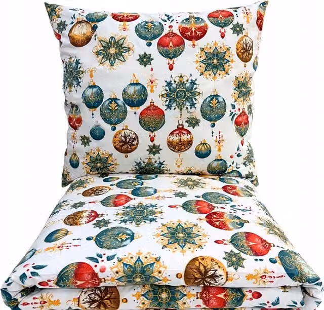 Juego de cama navideño Doratex de algodón de 3 piezas, diseño gráfico multicolor, An/P/Al: 160 x 200 cm