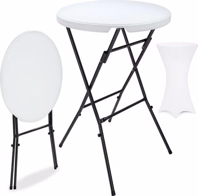 Mesa de bar redonda Casaria de color blanco con funda protectora para jardín