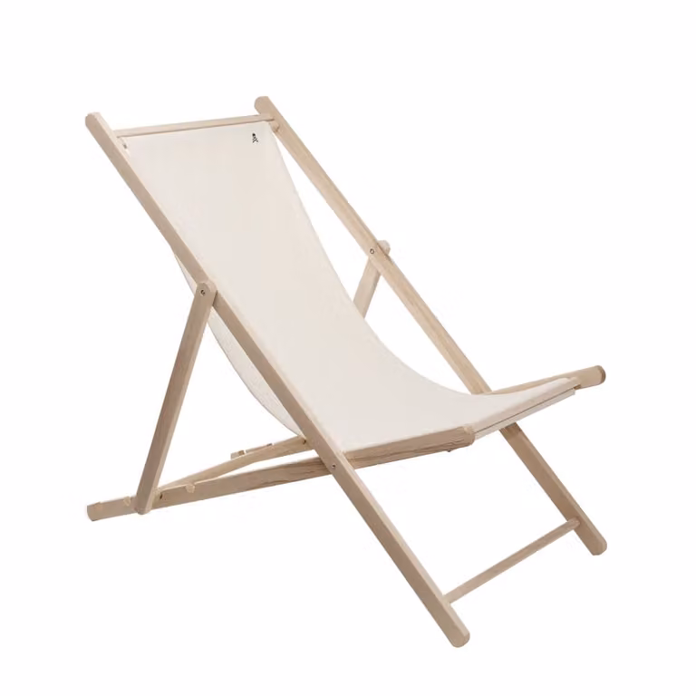 Hamaca plegable Scalpers de madera de haya sin barnizar con lona color crudo de 149 x 58 cm