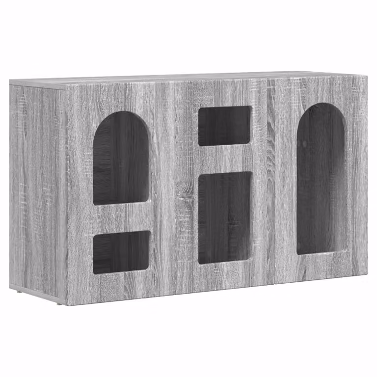 Aparador moderno vidaXL ELST en color gris y acabado sonoma, fabricado en madera de ingeniería, An/P/Al: 100 x 35 x 59 cm