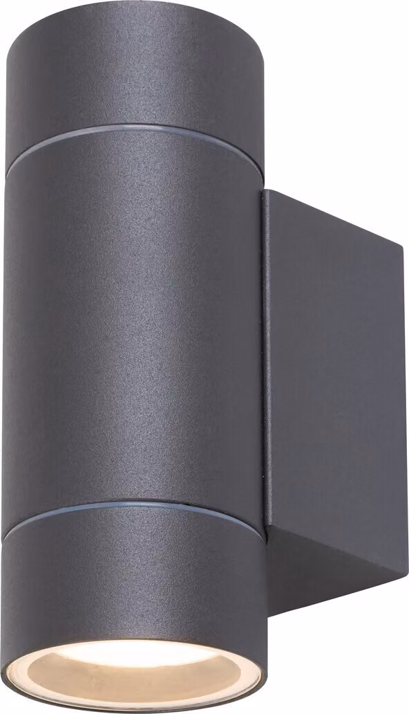 Aplique de pared exterior Phoenix de Rabalux en color gris, diseño minimalista con casquillo GU10 e IP54