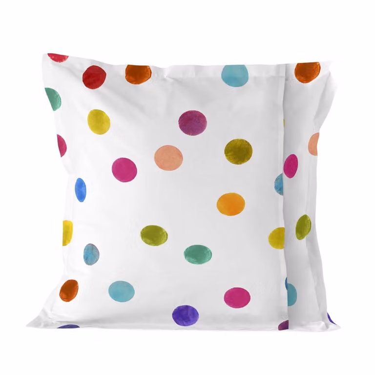Funda de almohada Happy Friday de algodón multicolor con diseño de puntos, An/An/Al: 80 x 80 x 1 cm