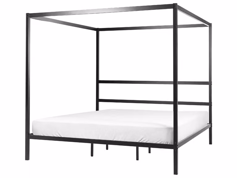 Cama con dosel Beliani Lestards de metal en color negro An/P/Al: 200 x 180 x 240 cm