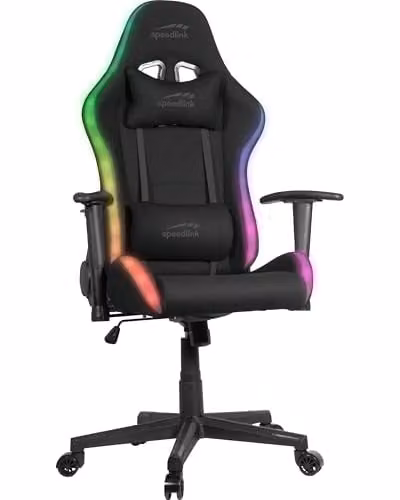 Silla gaming Speedlink REGYS RGB con iluminación, tapizado en tejido, color negro y reposacabezas