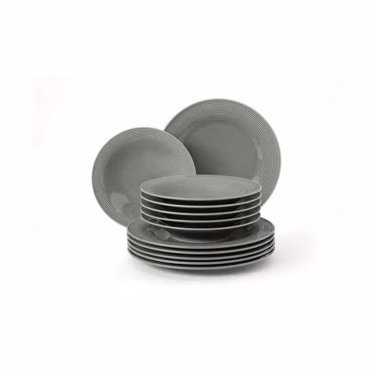 Vajilla de porcelana Seltmann Weiden Beat de 12 piezas en color gris