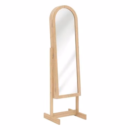Armario joyero de pie Soleya de Atmosphera con espejo en madera natural y color beige, An: 37,5 cm, Al: 37,5 cm, Al: 145 cm