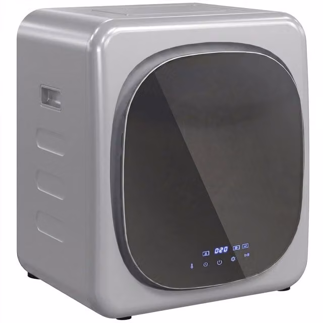 Secadora de evacuación Outsunny de 2,5 kg con 800 W, pantalla táctil, control de tiempo y temperatura y función antiarrugas en color plata