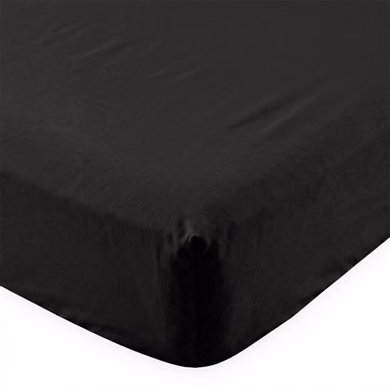 Sábana bajera Basic de algodón 100% negra para cama de 160 x 200 cm, An/P/Al: 160 x 200 x 32 cm